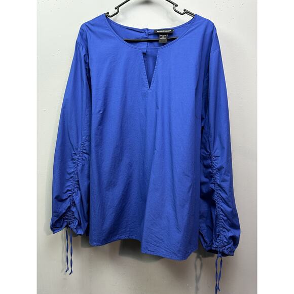 Ashley Stewart Blouse‎ Womens 20 Long Sleeve Drawstring Ruched Button Back Top - Picture 1 of 7